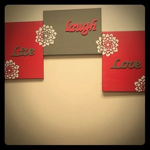 3 piece -live laugh love- canvas